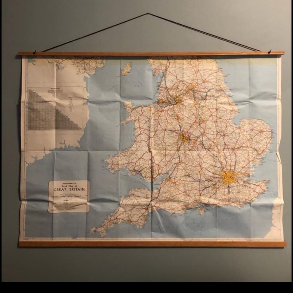 Vintage Midcentury Map of Great Britain